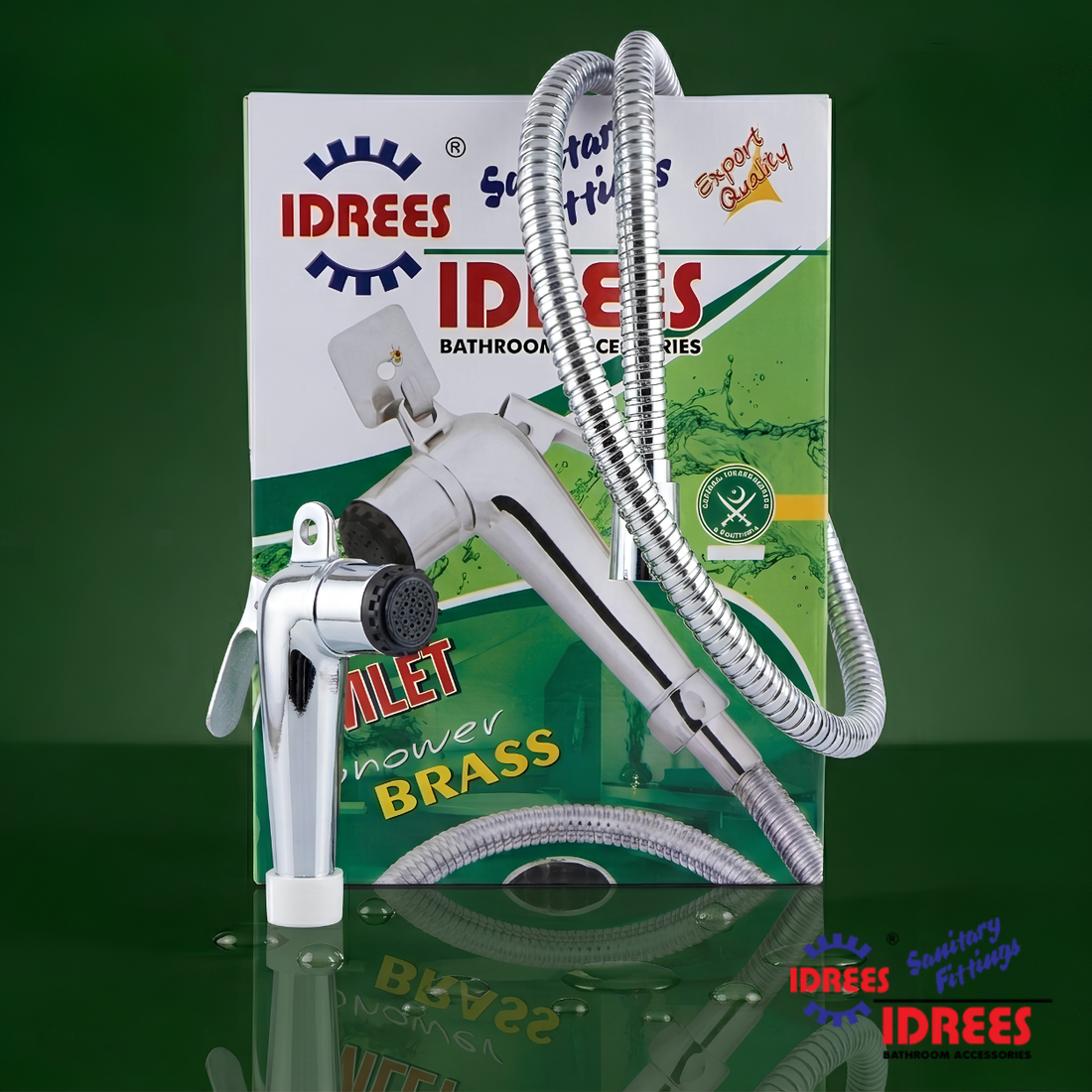 Idrees Toilet Shower – COMPLETE BRASS BODY with Chrome Finish & Flexible Hose Pipe