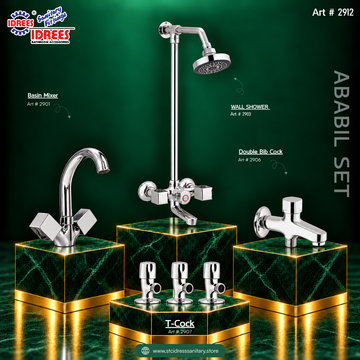 Idrees Ababil Complete Bathroom Fitting Set – Modern Chrome Finish