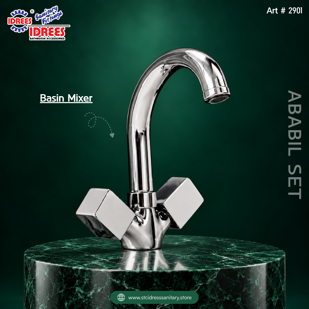 Idrees Ababil Complete Bathroom Fitting Set – Modern Chrome Finish