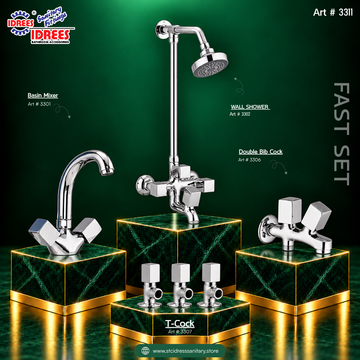 Idrees Fast Complete Bathroom Fitting Set – Modern Square Chrome Design