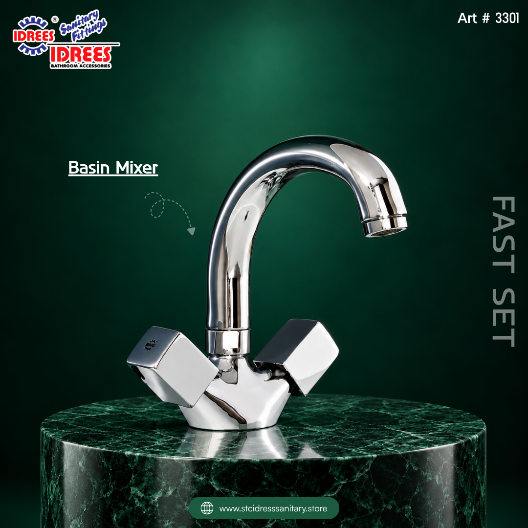 Idrees Fast Complete Bathroom Fitting Set – Modern Square Chrome Design