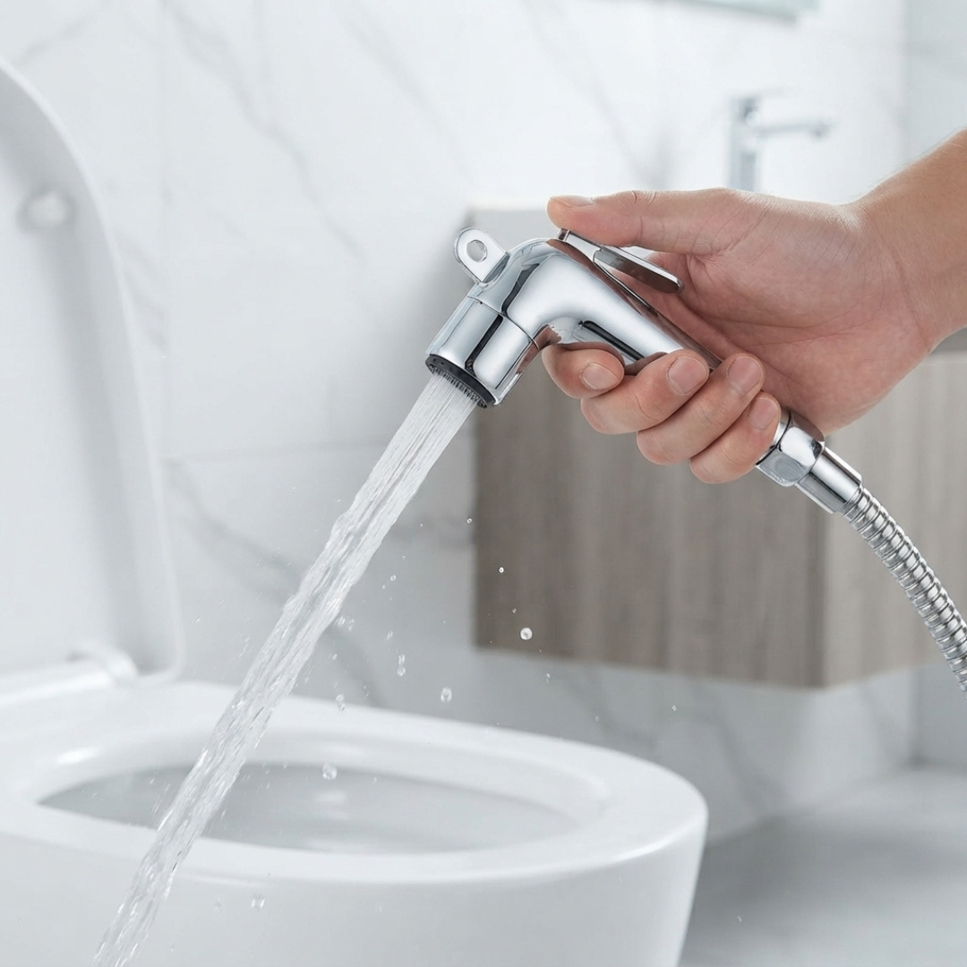 Idrees Toilet Shower – COMPLETE BRASS BODY with Chrome Finish & Flexible Hose Pipe