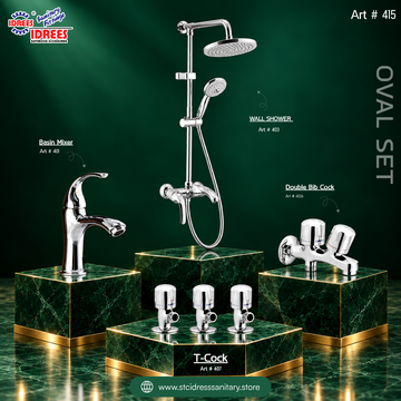 Idrees Oval Complete Bathroom Fitting Set with Hand Shower